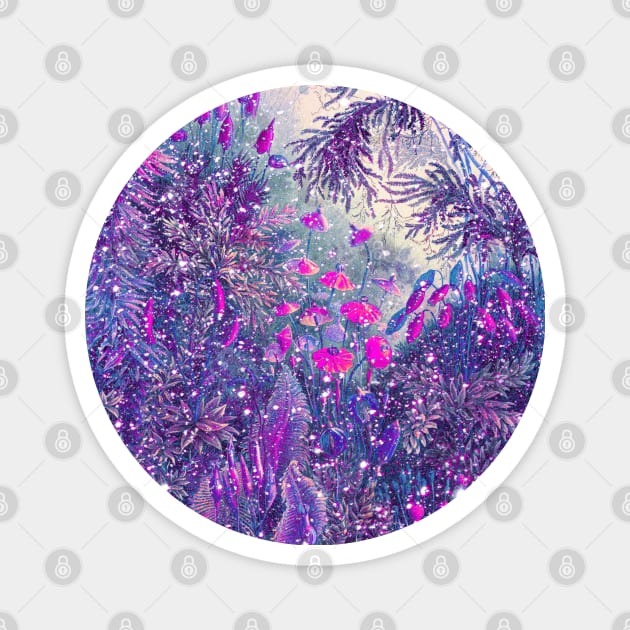 Purple face mask magic forest fairytale floral design with pink flowers Magnet by designsbyxarah